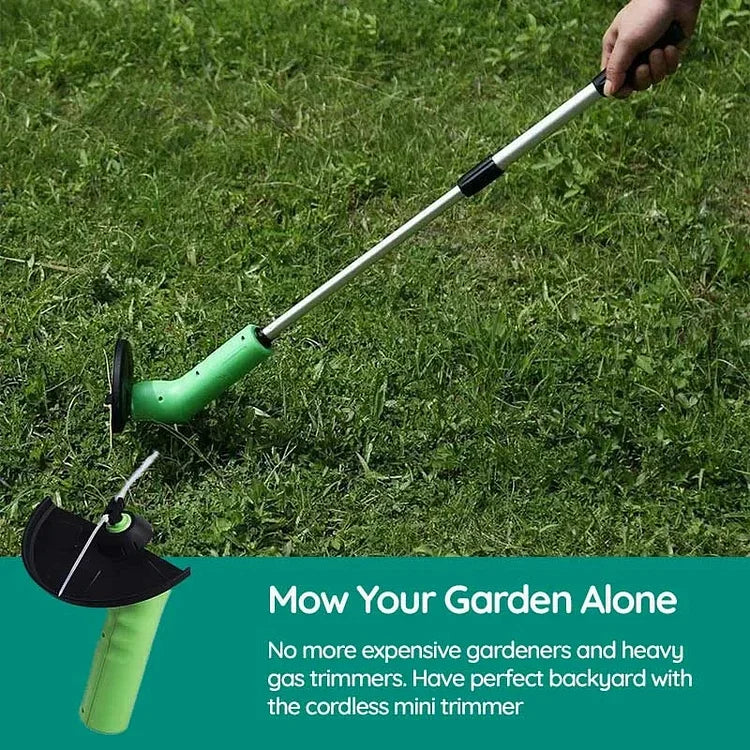 Gepflegter Garten dank dem Akku-Mini-Unkrauttrimmer. Müheloses Entfernen von Unkraut, perfekte Rasenpflege.