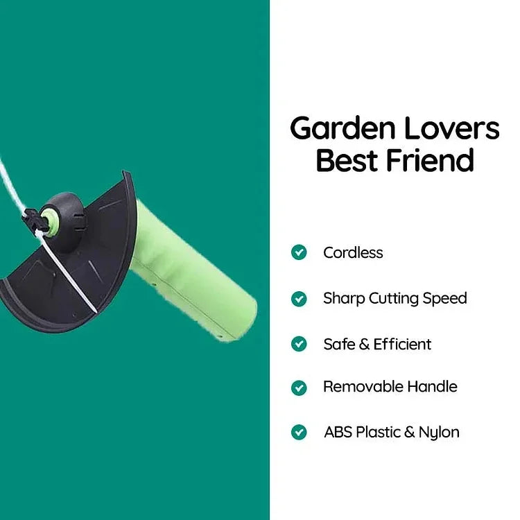 Kompakter Akku-Mini-Trimmer, ideal für kleine Gärten. Leichtes, kabelloses Handgerät für einfache Gartenarbeit.