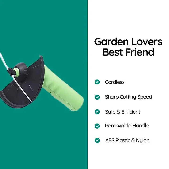 Kompakter Akku-Mini-Trimmer, ideal für kleine Gärten. Leichtes, kabelloses Handgerät für einfache Gartenarbeit.