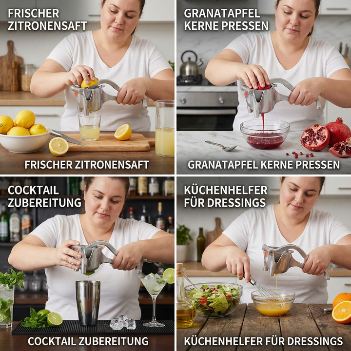 Robuster Aluminium-Handentsafter für Limetten, Zitronen und Orangen. Ein praktischer Küchenhelfer für frische Säfte.