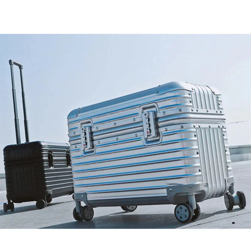 Stilvoller Aluminium-Trolley Monaco, Hartschale, perfekt für jede Reise, mit 4 Rollen.