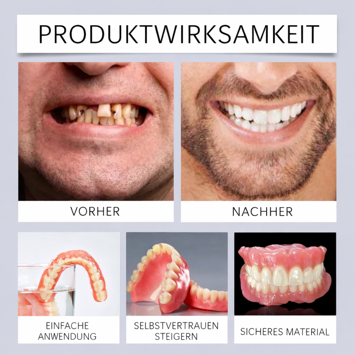 Detailansicht des anpassbaren Silikon Zahnersatzpolsters. Bietet komfortablen, sicheren und rutschfesten Halt der Prothese.