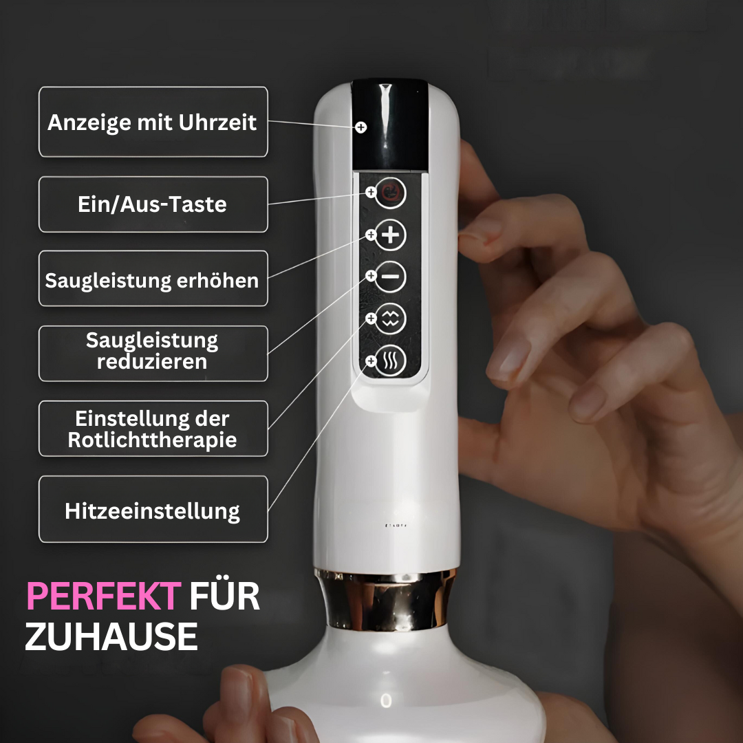 Handliches Anti-Cellulite-Gerät: Cupping & Infrarottherapie. Unterstützt die Hautstraffung.