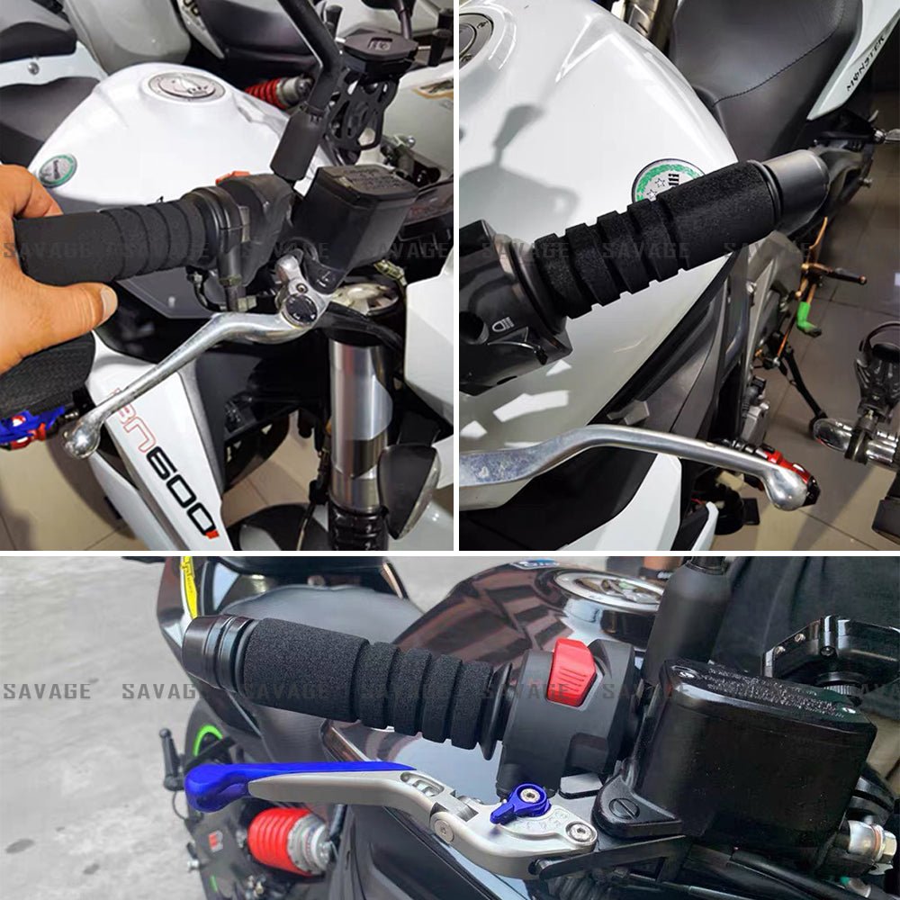 Komfortable 22mm Motorrad Lenkergriffe mit Anti-Rutsch-Struktur für optimalen Halt & reduzierten Ermüdungsgrad.