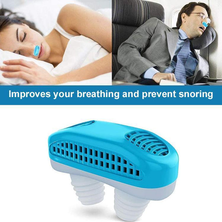 Modernes elektronisches Anti-Schnarch Gerät mit integriertem PM25 Filter. Optimal für freie Atmung & Schlafkomfort.