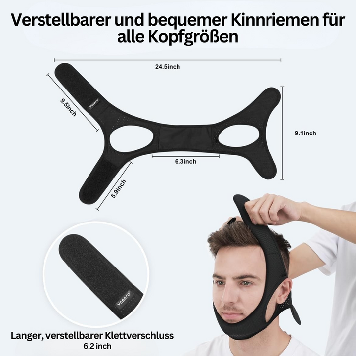 Sanftes Anti-Schnarch-Kinnband, das den Kiefer stützt und für eine ruhigere Nacht ohne Schnarchen sorgt.