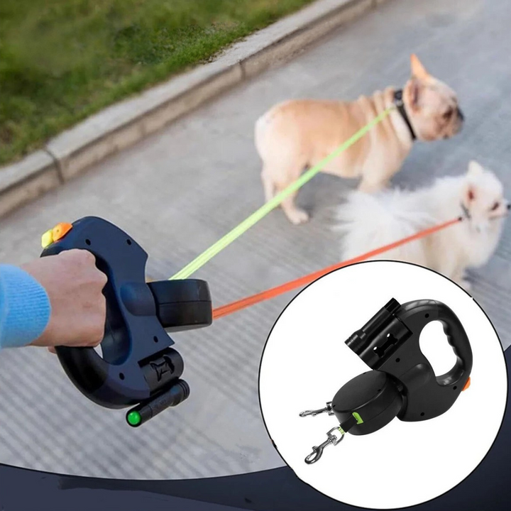 Anti-Wickel Doppelleine für zwei Hunde, ideal für sichere & stressfreie Spaziergänge.