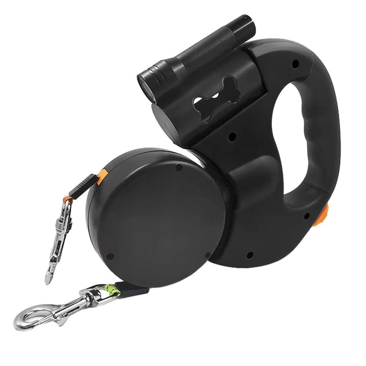 Hochwertige Anti-Wickel Doppelleine mit LED-Licht, ideal für zwei Hunde. Erhöht Sicherheit und Komfort beim Gassi.