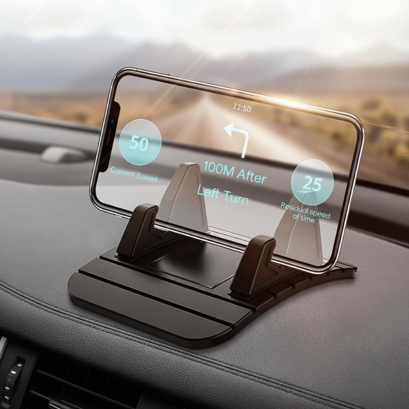 Antirutsch Handyhalterung aus Silikon für sicheren Smartphone-Halt auf dem Auto-Armaturenbrett. Fahrzeugzubehör.