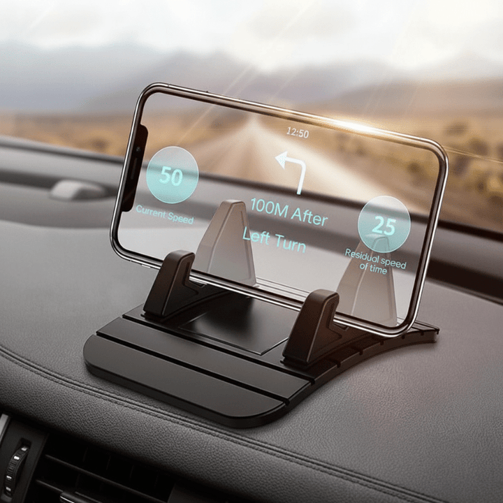 Antirutsch Handyhalterung aus Silikon für sicheren Smartphone-Halt auf dem Auto-Armaturenbrett. Fahrzeugzubehör.