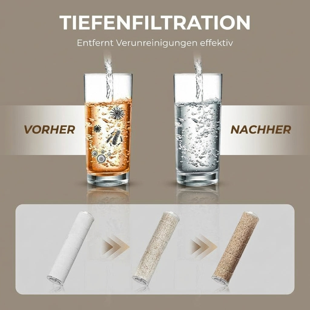AquaKraft 6 Filter-Duschkopf als Hochdruck-Handbrause. 6 Strahlarten für sauberes Wasser und Wellness.