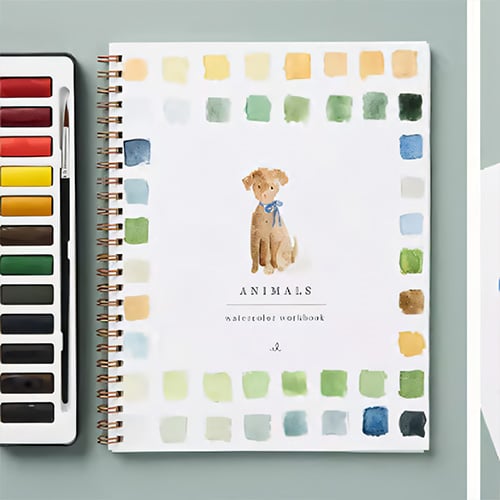 Illustriertes Aquarell Malbuch für Anfänger, mit vielen Übungen zum Zeichnen & Entspannen.