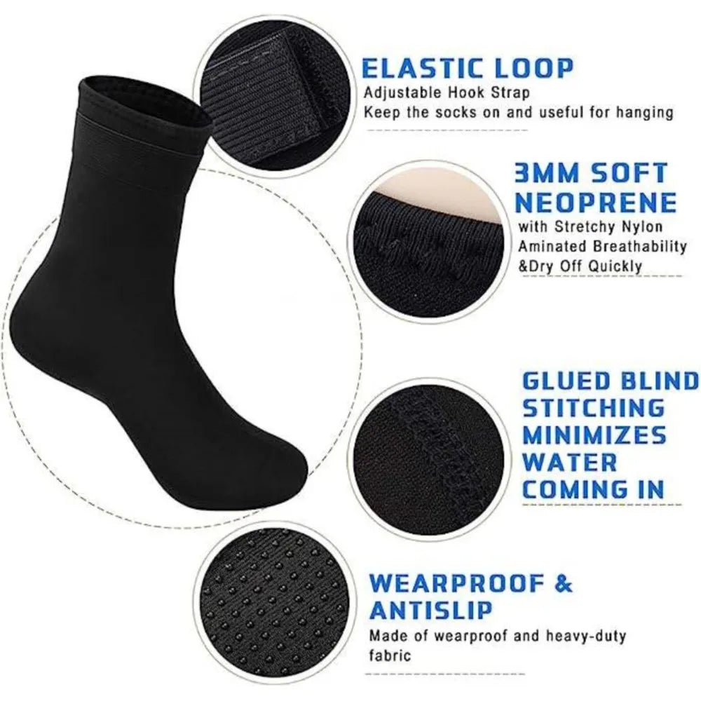 Unisex Neoprensocken, 0.3cm/0.5cm, rutschfest. Wärmende Thermosocken für Tauchen, Surfen & Wintersport. Kälteschutz.