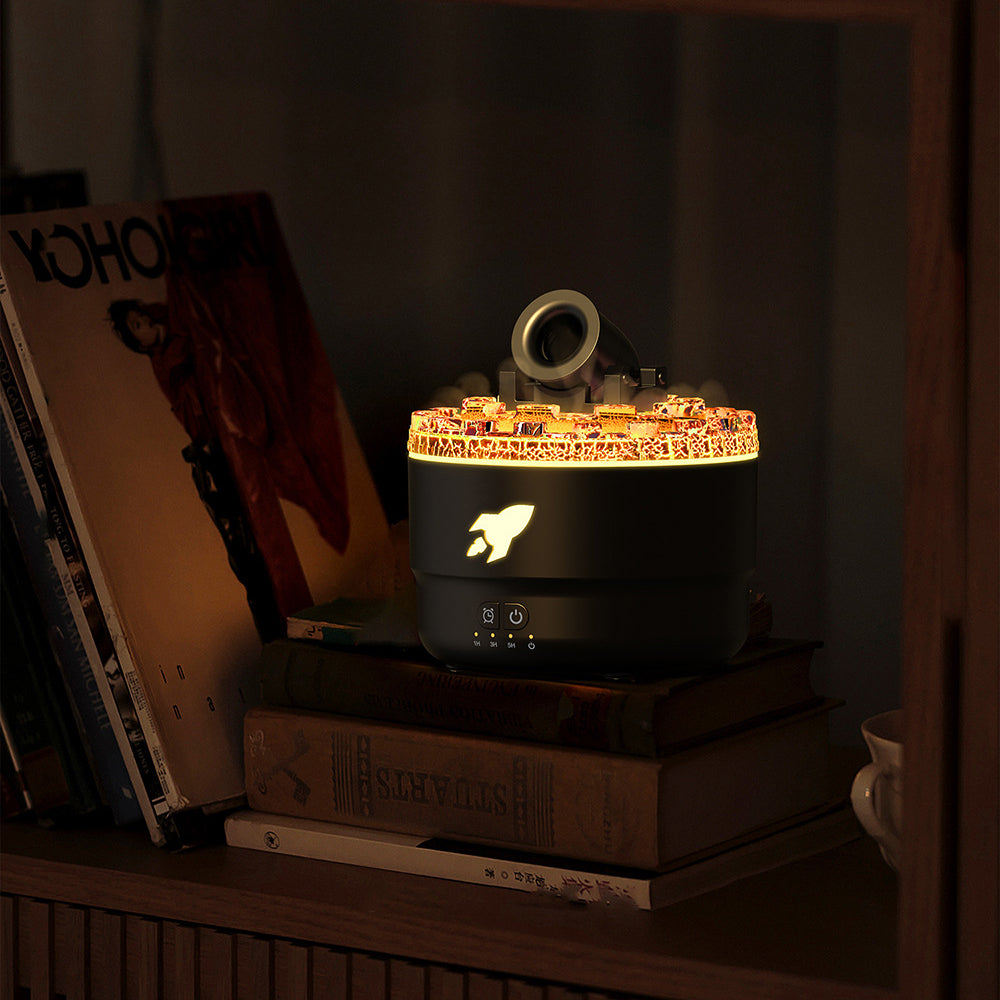 Moderner Luftbefeuchter & Aroma Diffuser mit LED Lava Lampe; verbessert Raumklima und schafft Entspannung.