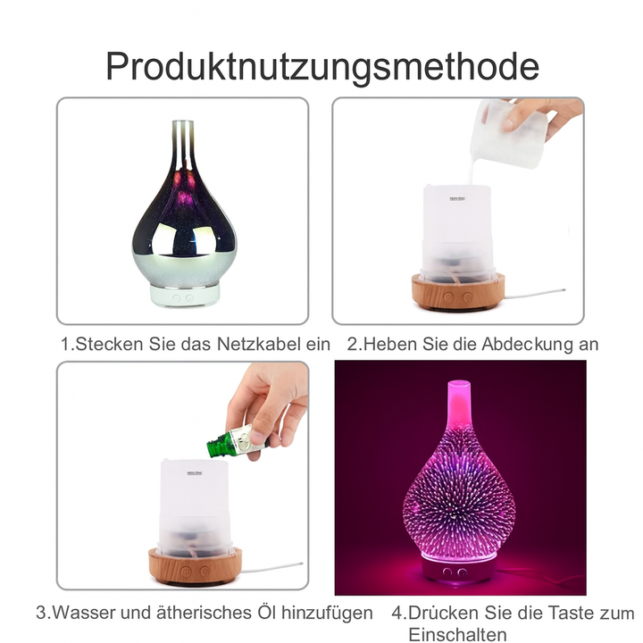 Der Aroma Diffusor LichtOase als Luftbefeuchter sorgt für frische Luft und Wohlbefinden im Raum.