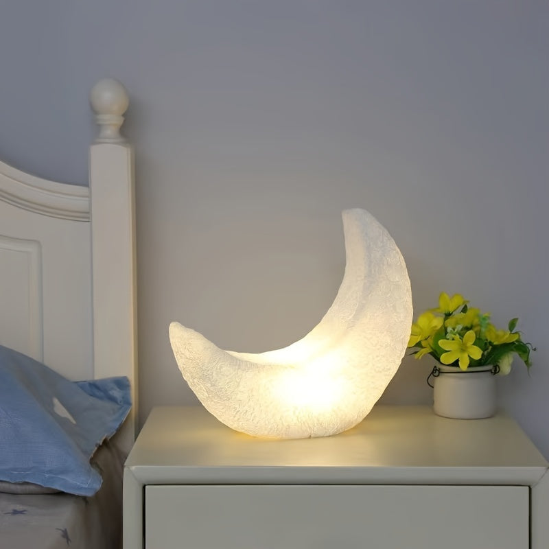 Art Deco Halbmond Nachtlicht, kabellos, warmweiß, als stimmungsvolle Tischlampe für Innenbeleuchtung.