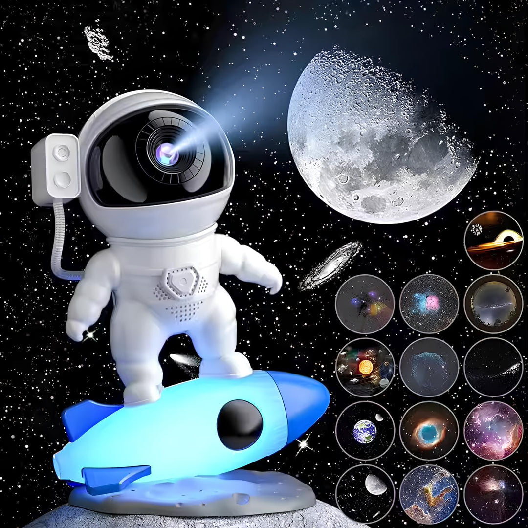 Wunderschöne Sternenhimmel-Projektion der Astronaut Lampe, ideal als beruhigendes Nachtlicht.