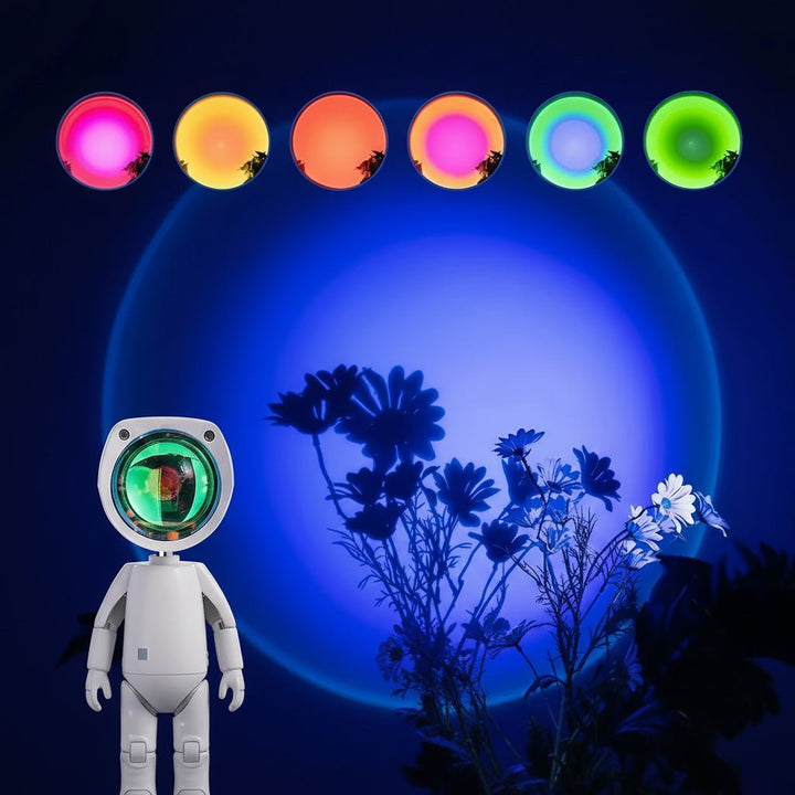 Wiederaufladbare Astronautenroboter-LED-Lampe erzeugt zauberhaftes Regenbogenlicht für jede Stimmung.