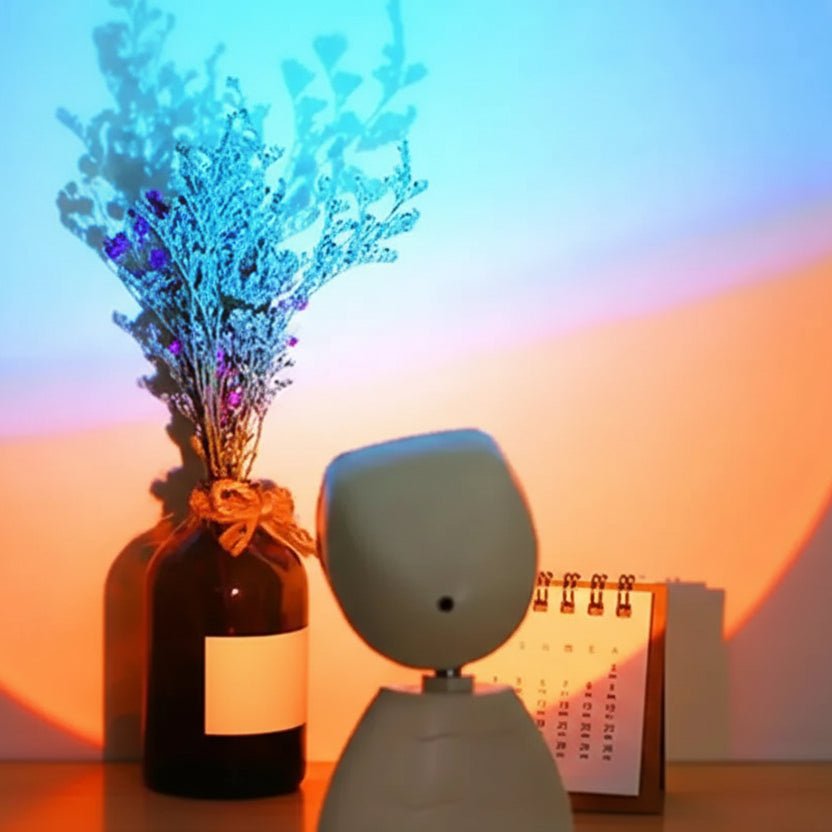 Die Astronautenroboter-Lampe beleuchtet den Raum mit einem sanften, hypnotisierenden Regenbogen-Farbspiel.