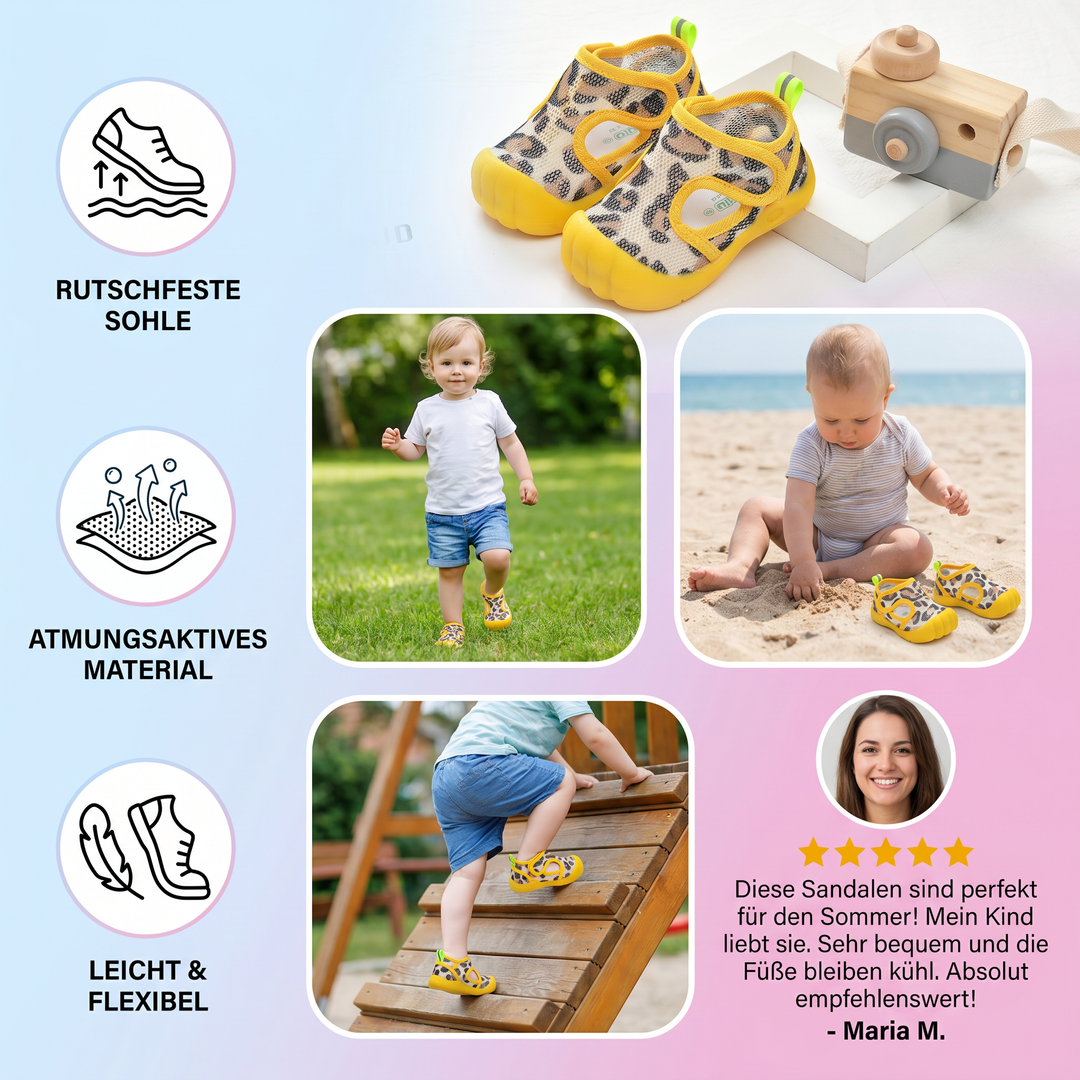 Leichte Sommersandalen für Babys, atmungsaktiv und flexibel, ideal für erste Schritte als Lauflernschuhe.