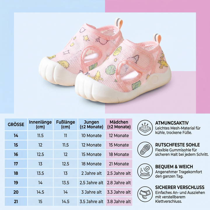 Süße Babyschuhe in Sandalenform, atmungsaktiv und rutschfest, für Jungen und Mädchen im Outdoor-Sommer.
