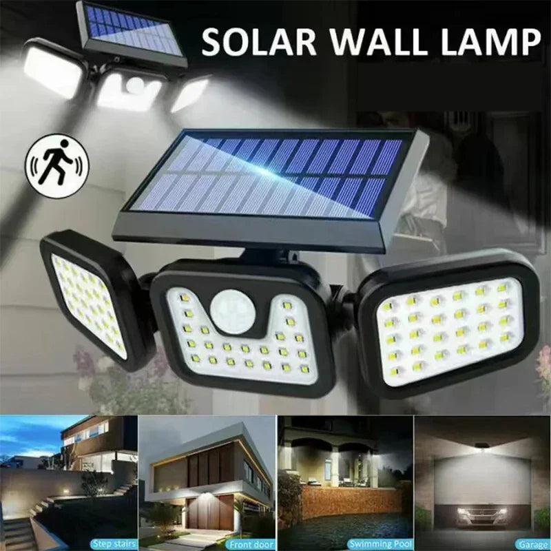 Außen Solar-Wandlampe mit Bewegungssensor, LED, wetterfest für energieeffiziente Gartenbeleuchtung.