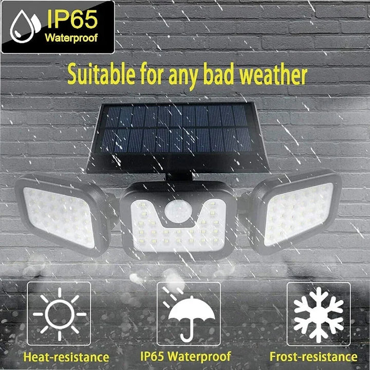 Energieeffiziente Solar-Wandlampe mit integriertem Solarpanel und Bewegungssensor für smarte Außenbeleuchtung.
