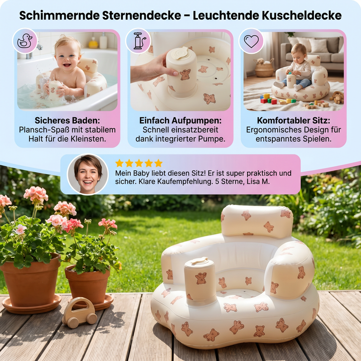 Kleinkind Schwimmsitz aufblasbar mit Bärenmuster, perfekt für den Sommer und unbeschwertes Planschen.