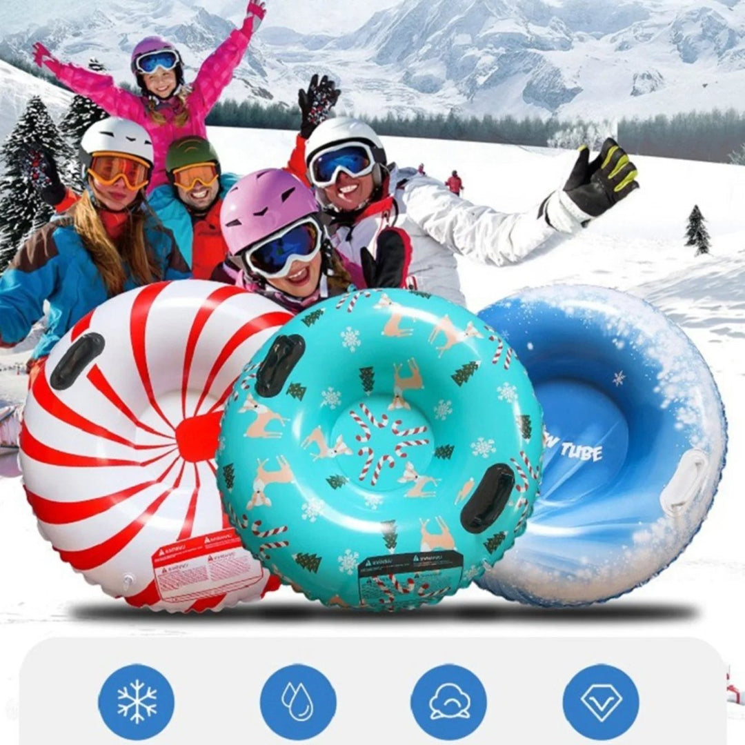 Robuster BLIZZTORQ Schneereifen, aufblasbar, für Pisten & Tiefschnee; langlebiges Winterspielzeug für Action.