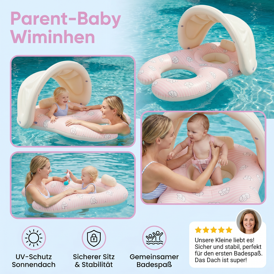 Bunter aufblasbarer Schwimmring für Babys und Eltern, ideal für Badespaß im Pool, am Meer oder Strand.