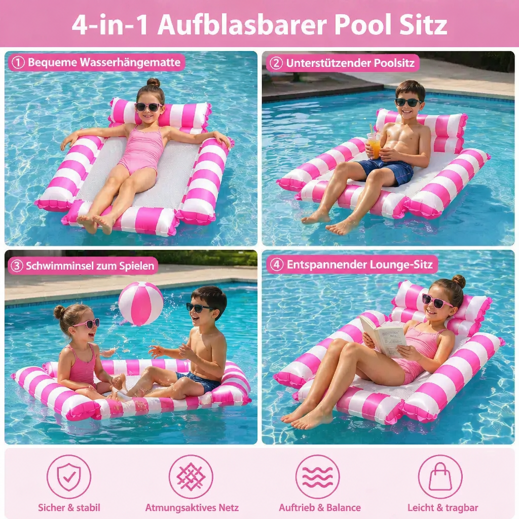 Kinder trainieren spielerisch Balance & Koordination mit diesem lustigen aufblasbaren Wasserspielzeug.