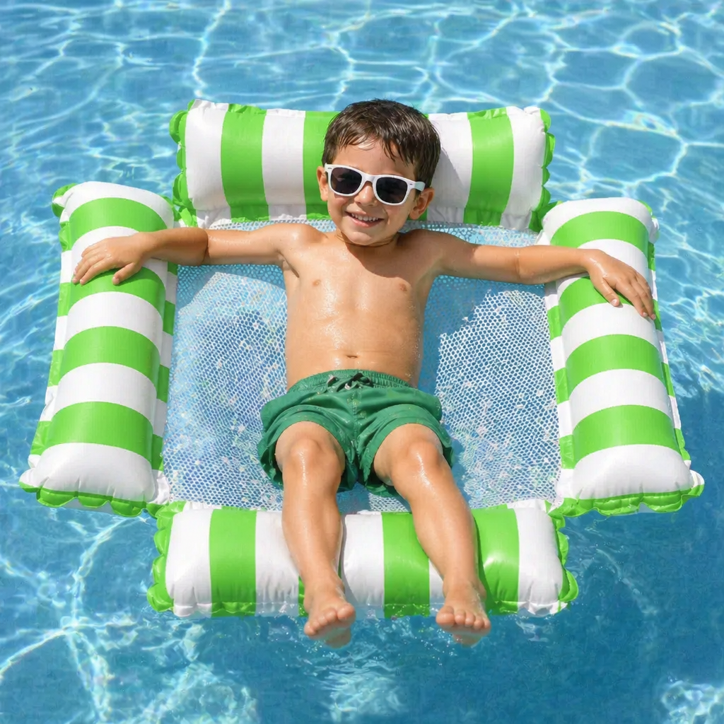 Aufblasbares Wasserspielzeug für Kinder, das Balance und Koordination spielerisch fördert.