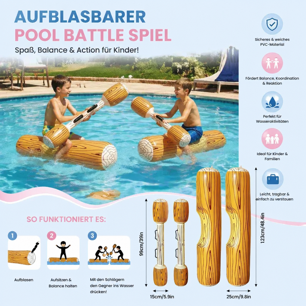 Lustiges Pool Kampfspiel für Kinder & Familie. Fördert Balance & Koordination im Wasser. Ideales Sommerspielzeug.