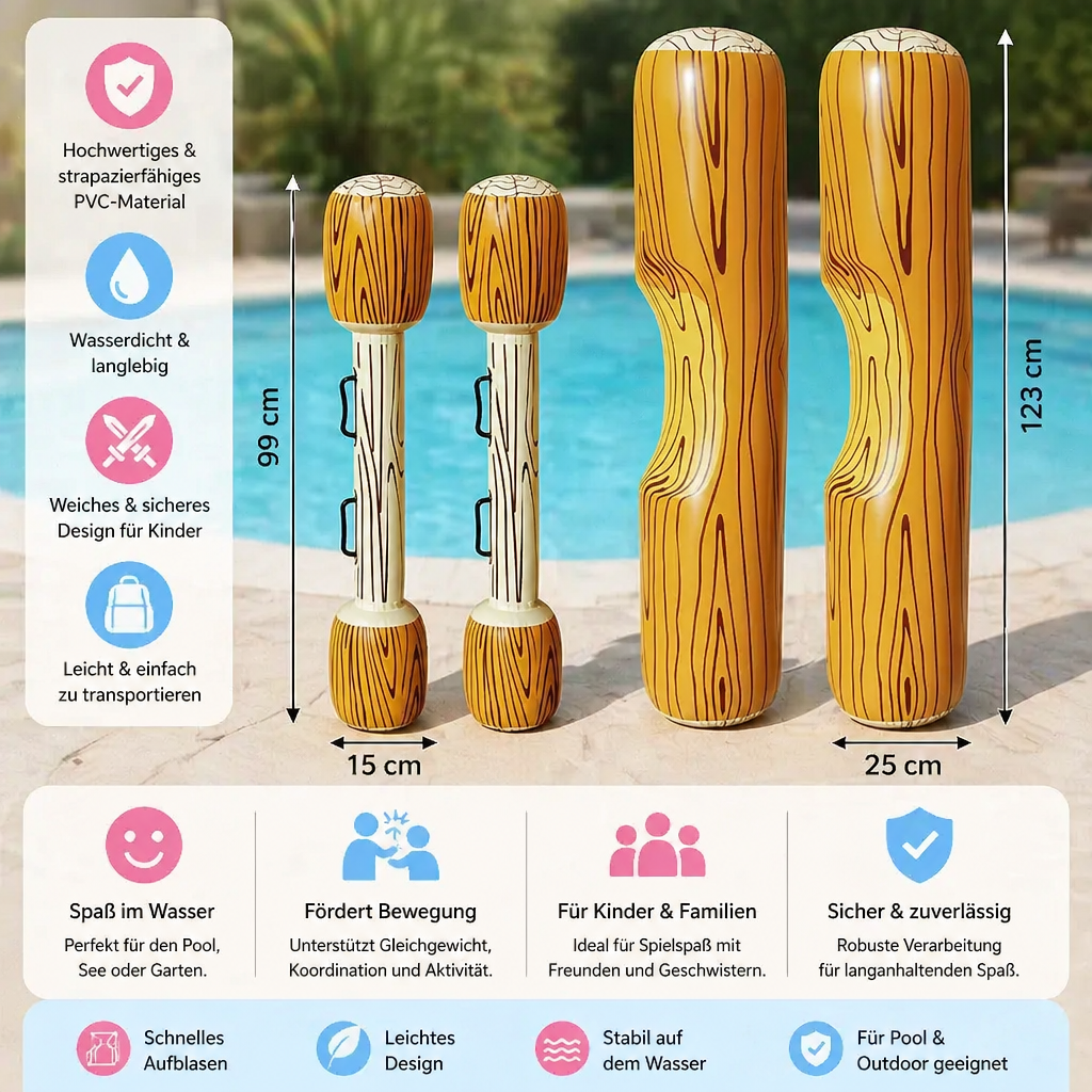 Aufregendes Kinder Poolspiel: Aufblasbares Kampfspiel für Balance & Koordination. Bestes Sommerspielzeug für Outdoor-Aktivität.