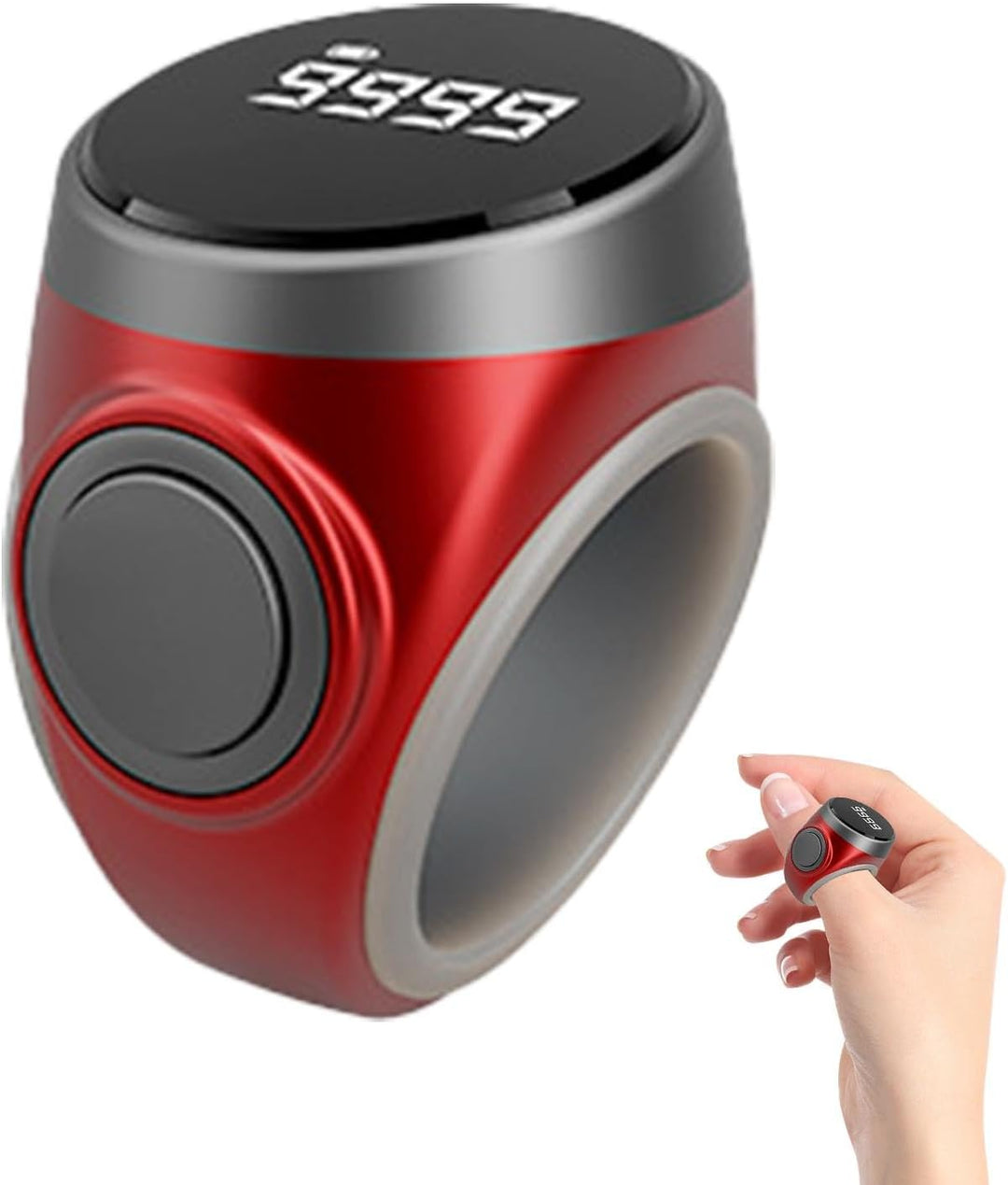 Aufladbarer digitaler Fingerzähler Ring, 4-stellig, ergonomisch, für Sport, Meditation, Gebet & Inventur.