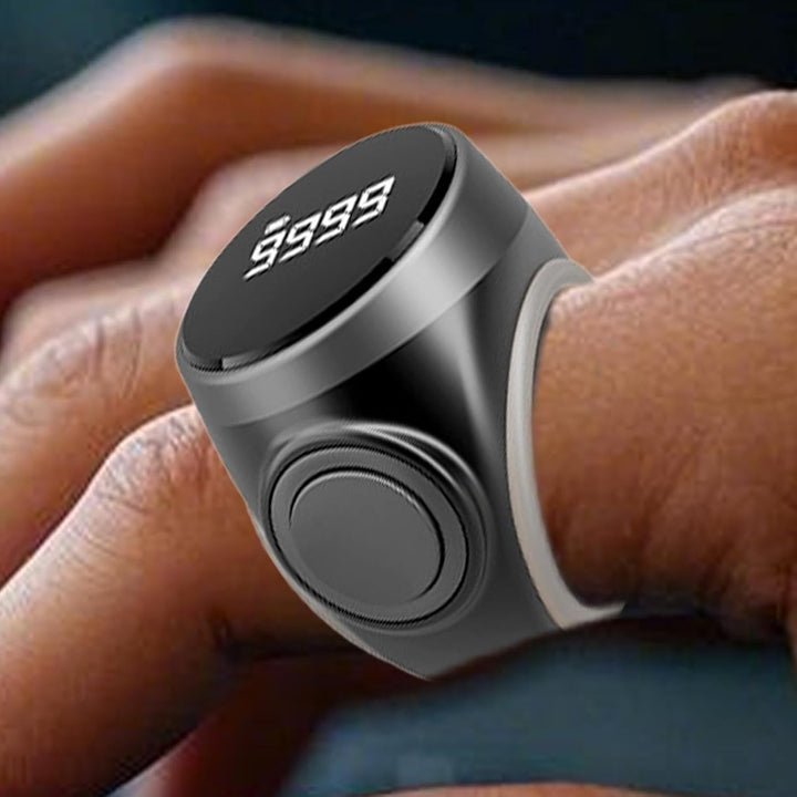 Fingerzähler Ring mit klarem LCD-Display, digital, 4-stellig, wiederaufladbar. Leicht ablesbar.