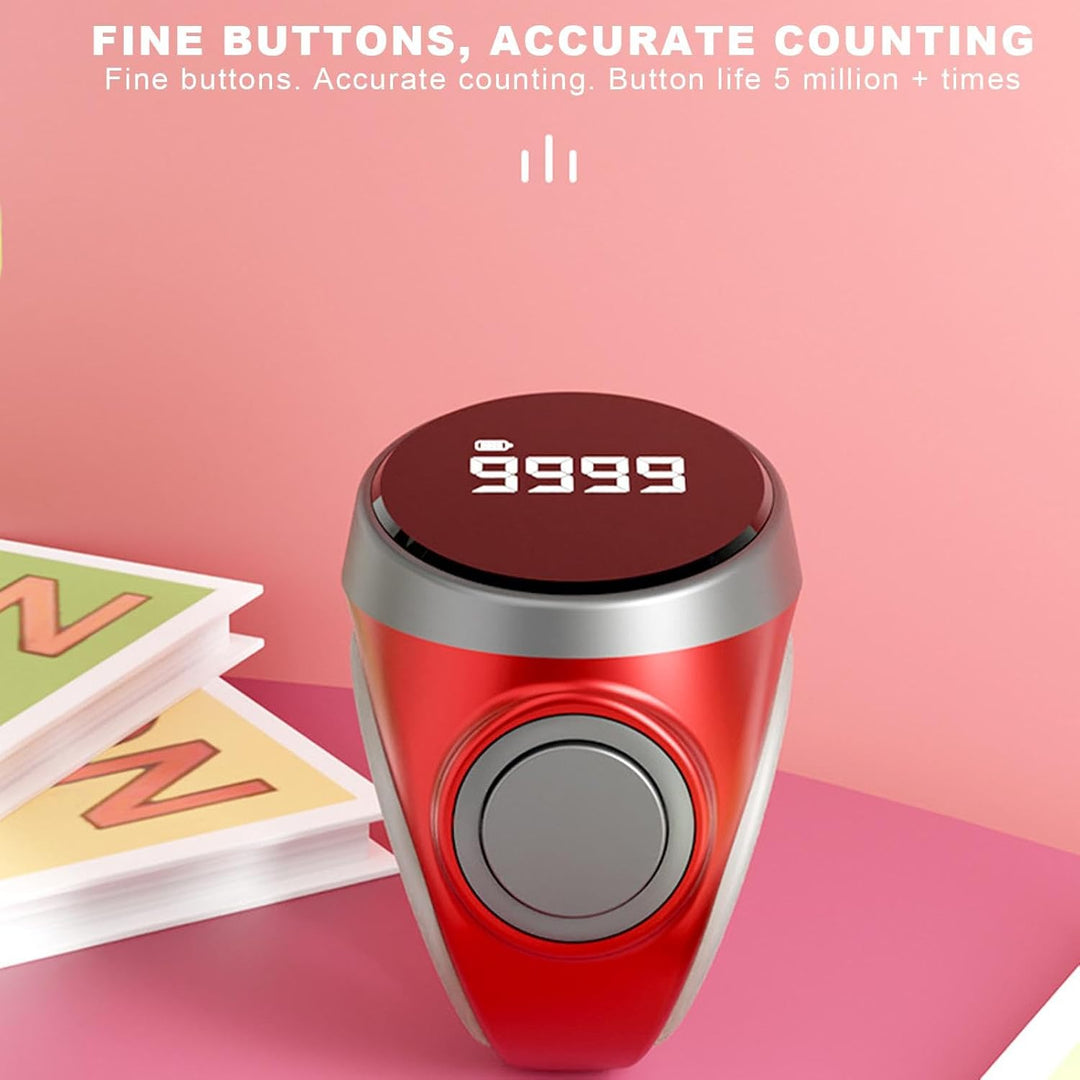 4-stelliger digitaler Fingerzähler Ring, aufladbar, perfekt zum Zählen bei Sport, Gebet, Runden & Wiederholungen.