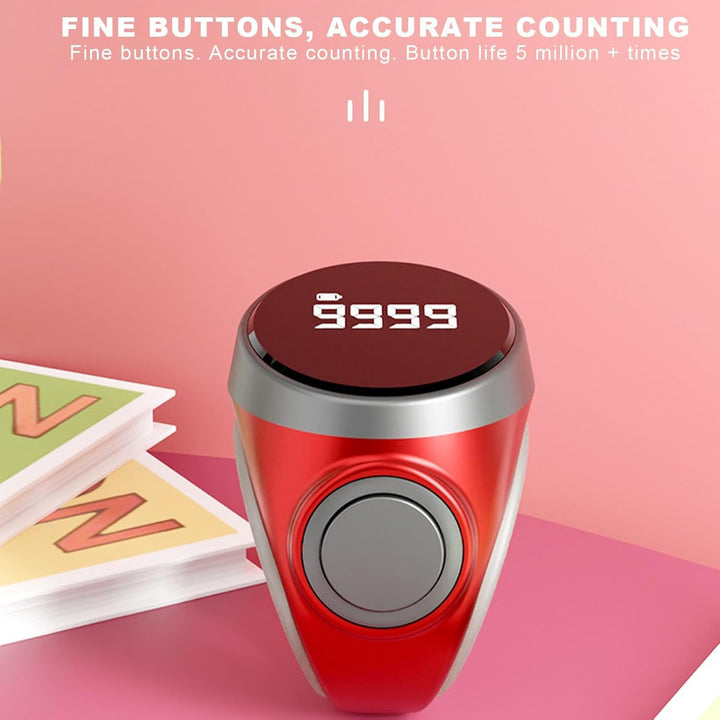 4-stelliger digitaler Fingerzähler Ring, aufladbar, perfekt zum Zählen bei Sport, Gebet, Runden & Wiederholungen.