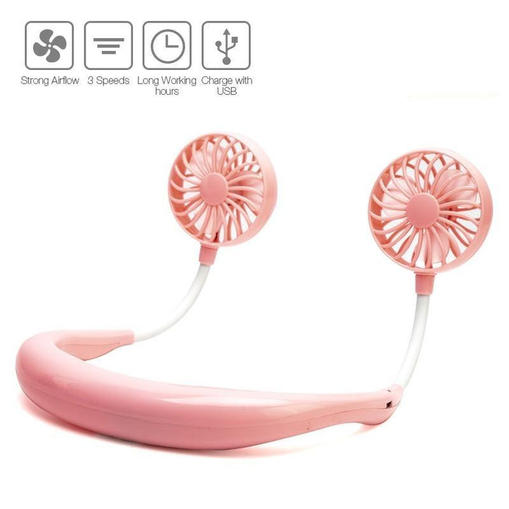 Ergonomischer Nackenventilator, flexibel einstellbar. Persönliche, freihändige Abkühlung im Sommer & Outdoor.