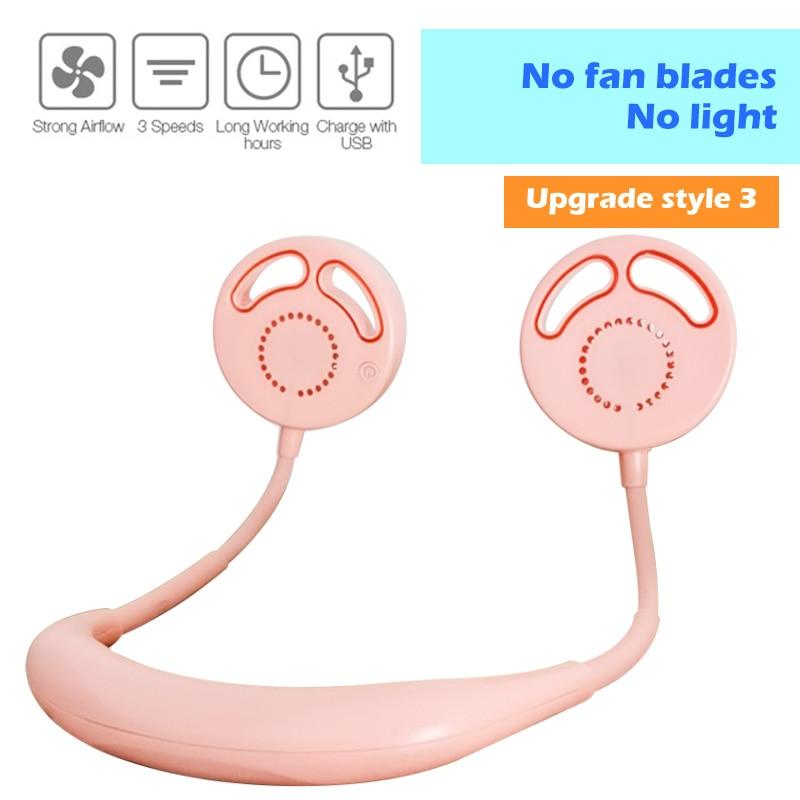 Nackenventilator auf dem Bürotisch. Tragbarer USB-Ventilator sorgt für angenehme Abkühlung im Büro & Homeoffice.