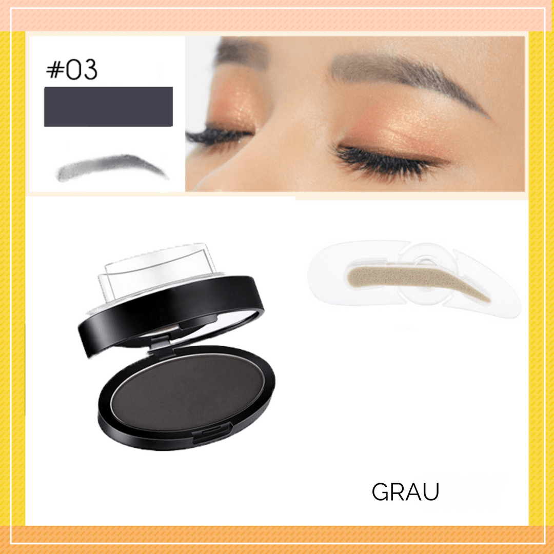Hand hält den wasserfesten Augenbrauenstempel für einfaches und schnelles Brauen-Make-up.