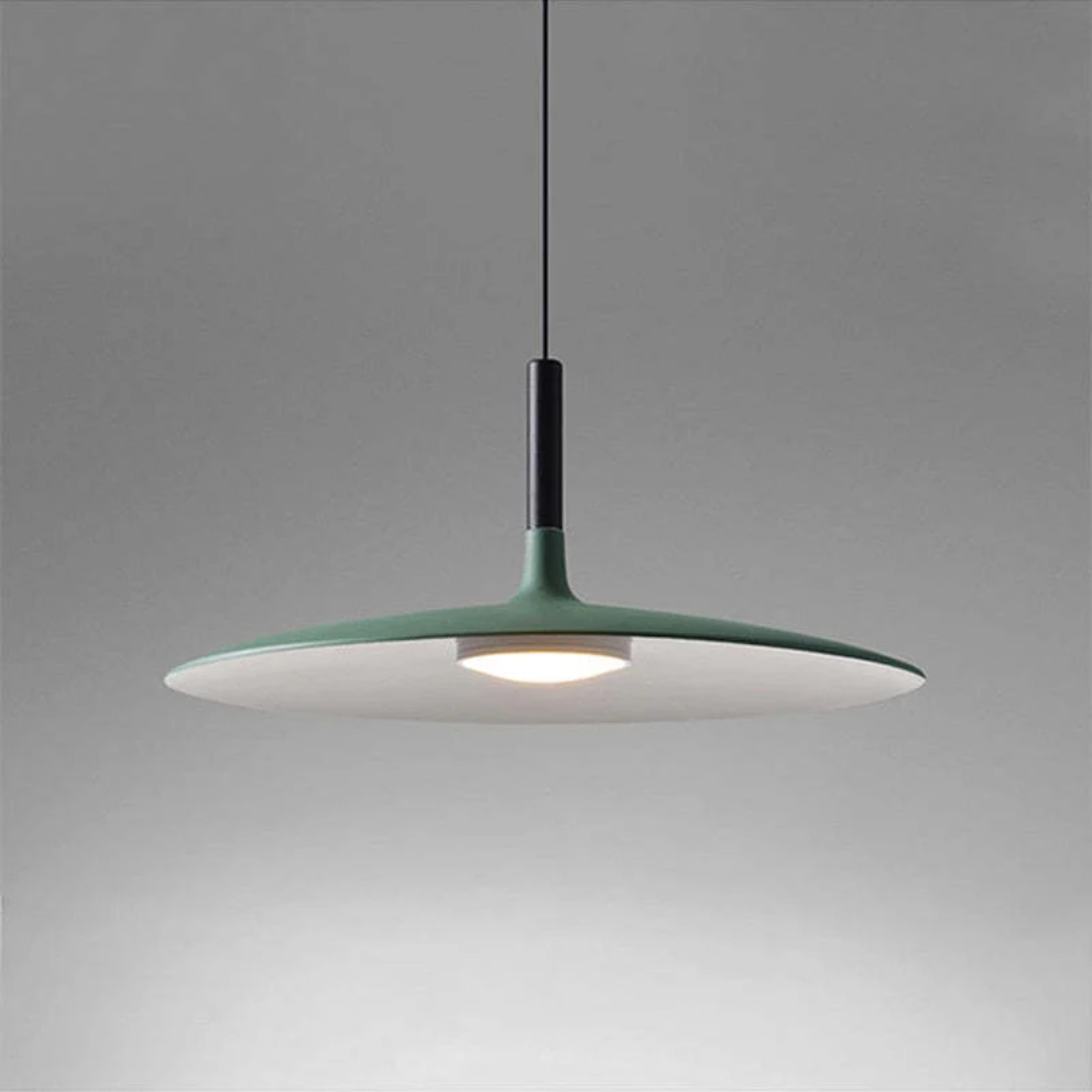 Moderne AuraPan LED Hängelampe, verfügbar in verschiedenen Farben, als stilvolle Akzentbeleuchtung.