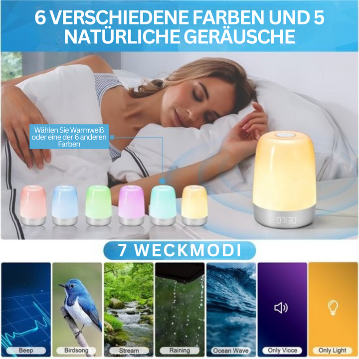 Vielseitiges Aurora Licht: dimmbarer Tageslichtwecker, Nachtlicht & Stimmungslicht für jede Tageszeit und Ihr Zuhause.