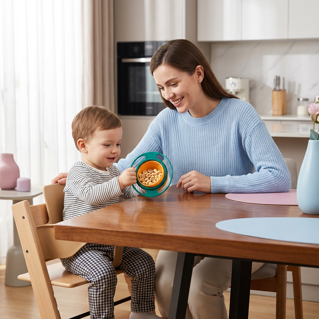 Auslaufsichere Babyschüssel für Kleinkinder, BPA-frei und rutschfest, ideal für unordentliche Essenszeiten.