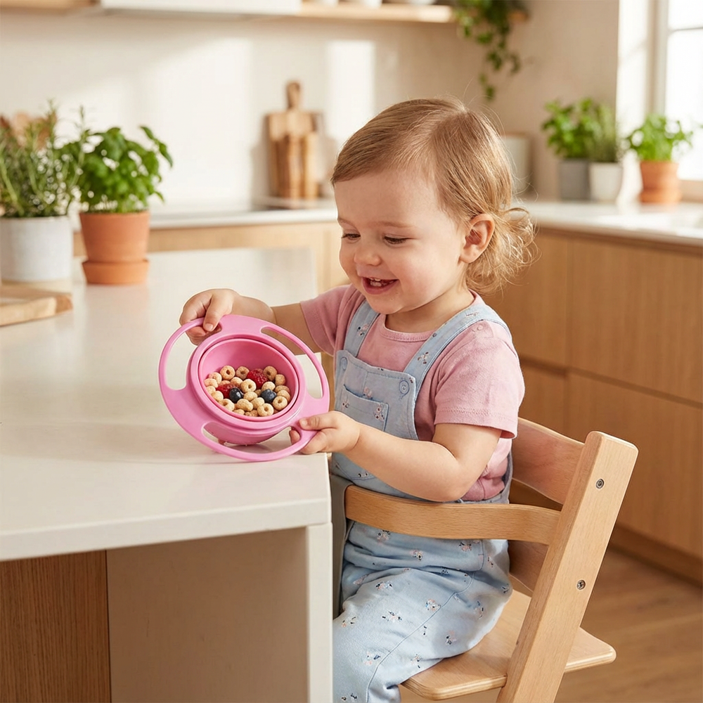 Kindergeschirr Set mit auslaufsicherer Schüssel, perfekt für selbstständiges Füttern und Baby-Mahlzeiten.
