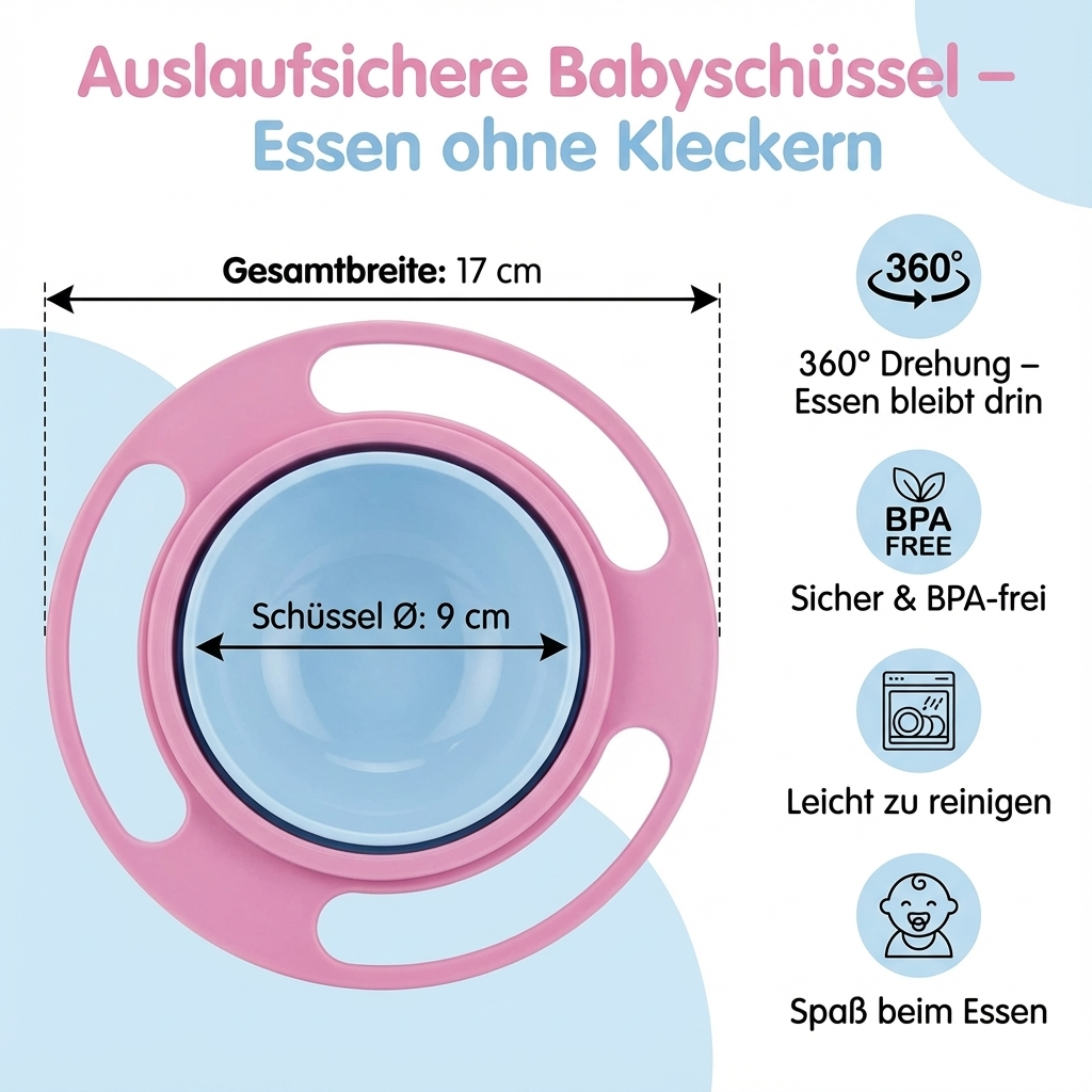 Praktische Babyschüssel mit Deckel, auslaufsicher und ideal für unterwegs mit Kleinkindern und Babys.