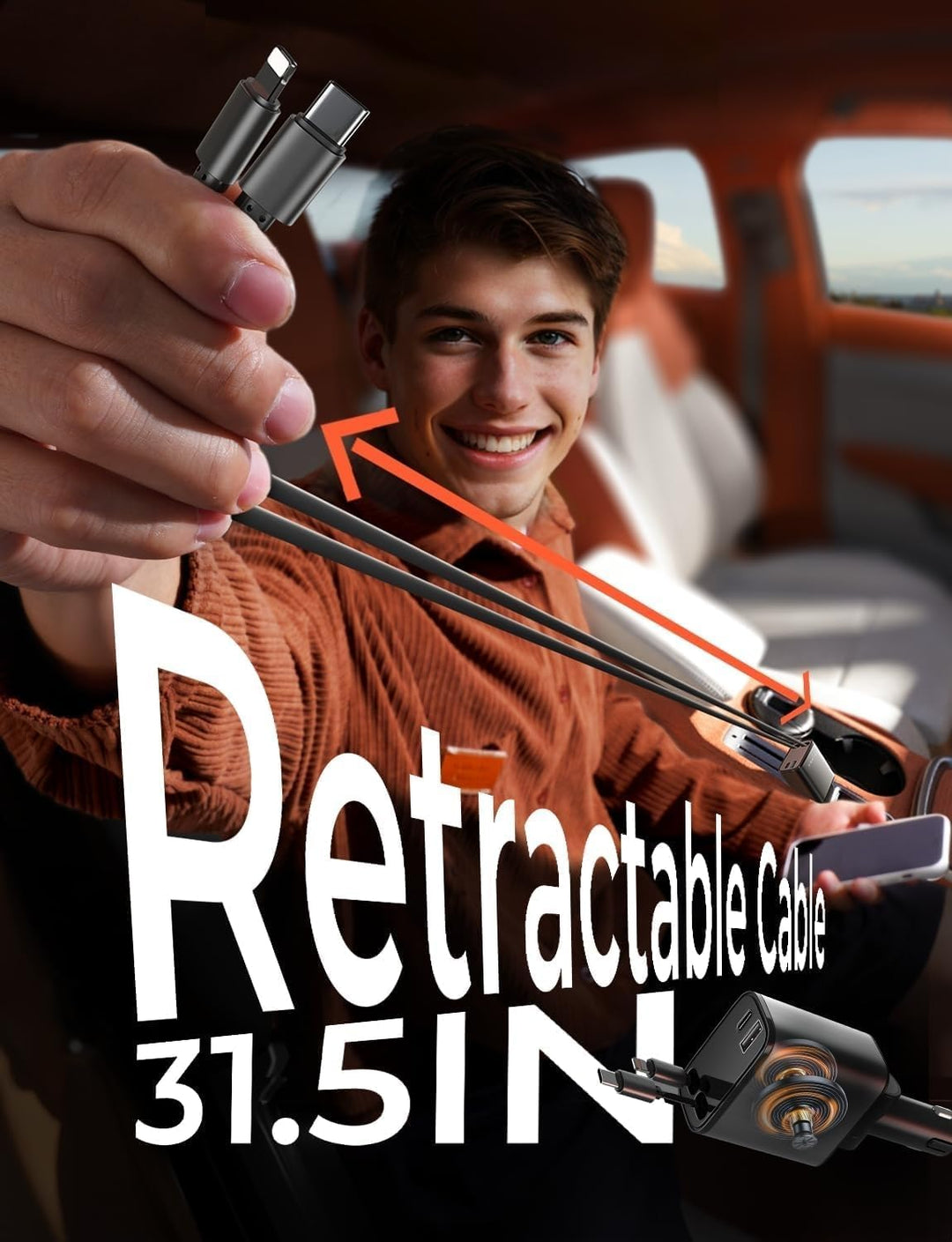 Leistungsstarkes 69W USB C Autoladegerät mit Schnellladefunktion für alle Mobilgeräte.