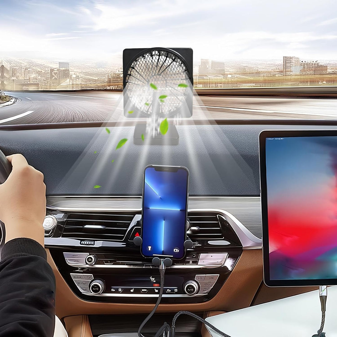 Tragbarer 12V USB Ventilator für Auto, LKW und Wohnmobil, sorgt für kühle Luft und Komfort beim Reisen.