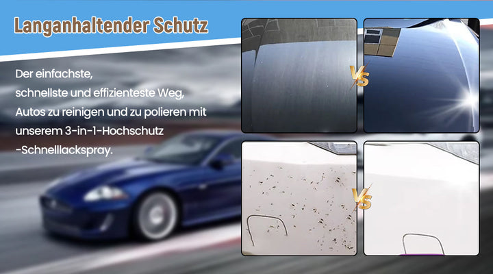 Schnelle Autopflege mit Hochglanz Reinigungs-Spray. Ideal für Lack, Metall und Kunststoff. Schützt effektiv.