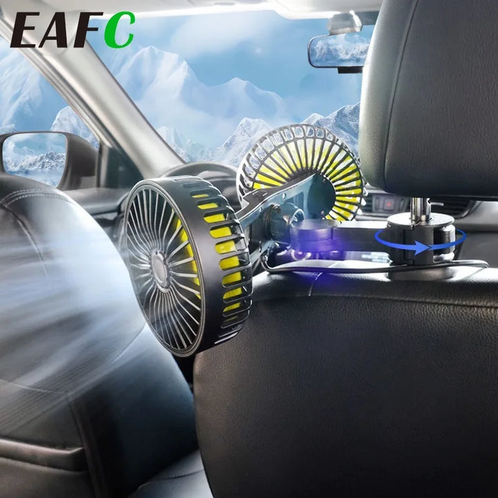USB-Autoventilator mit 3 Geschwindigkeiten für kühlen Rücksitz-Komfort. Ideal für Kinder & Haustiere im Sommer.